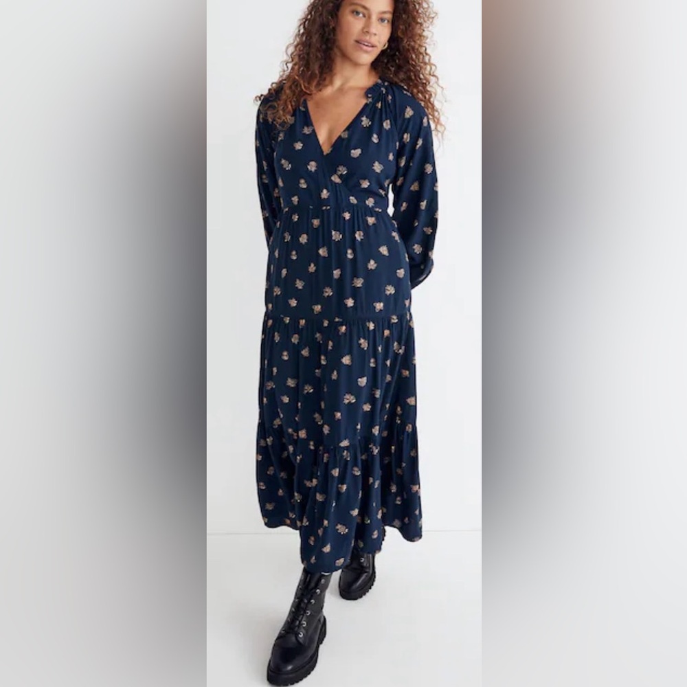 Madewell Challis Midi Dress in Deep Indigo